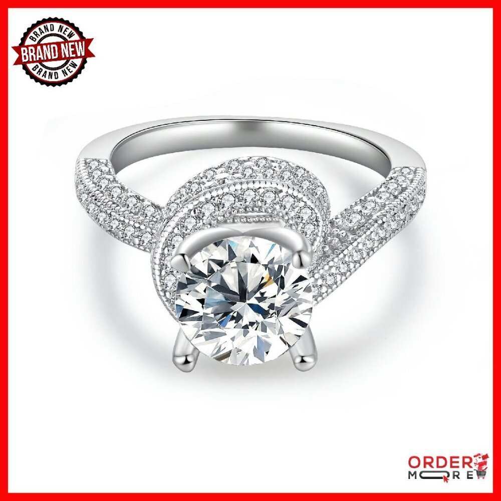 Lab Created Moissanite Wedding Band 18K White Gold Plated Eternity Ring